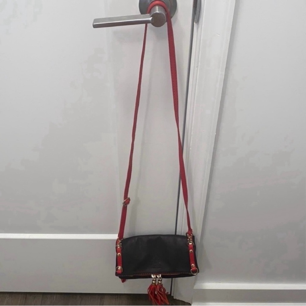 🌹 NEW! Red and Black L'ARTIGIANO SORRENTINO Italian Leather Crossbody/ Clutch - Picture 4 of 8